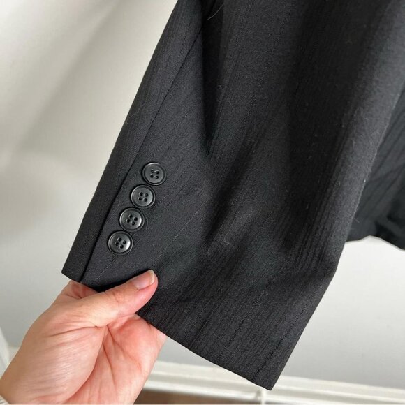 Oleg Cassini Mens Size 46L Black Double Breasted Blazer Sport Coat Suit Jacket - Picture 3 of 10